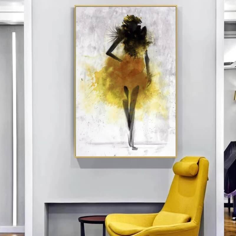 Watercolor Abstract Girls Canvas Prints Modern Large Wall Art Colorful Dress Women Pictures For Modern Loft Living Room Home Décor