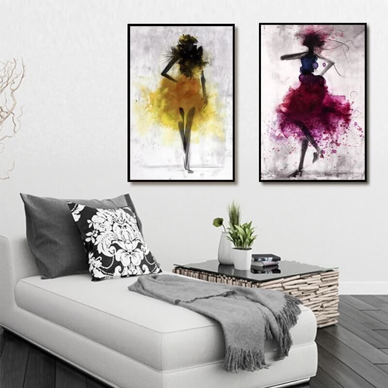 Watercolor Abstract Girls Canvas Prints Modern Large Wall Art Colorful ...