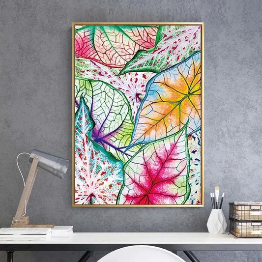 Watercolor Colorful Leaf Canvas Print Abstract Modern Pink Fine Art For Living Room Bedroom Kitchen Wall Décor