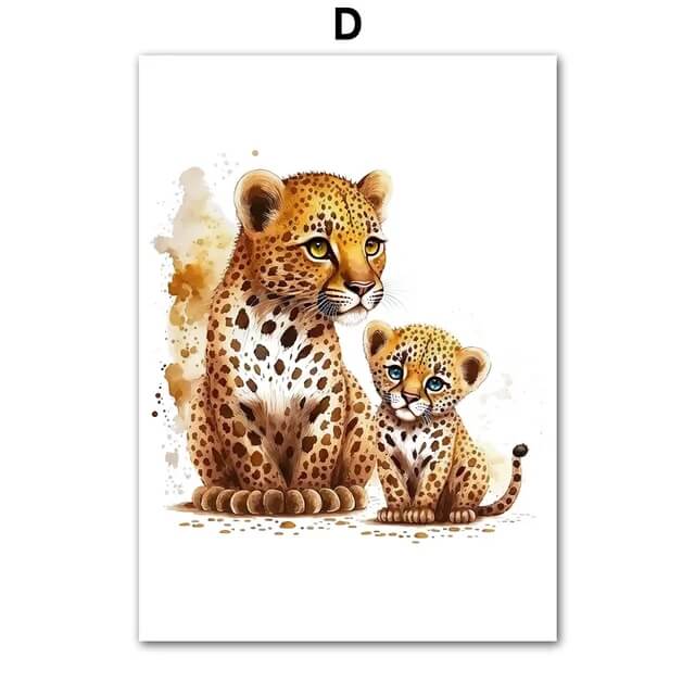 Watercolor Lion Giraffe Fox Leopard Owl Nursery Wall Art Minimalist Nordic Canvas Prints Baby Animals Big Poster For Kids Room Home Décor