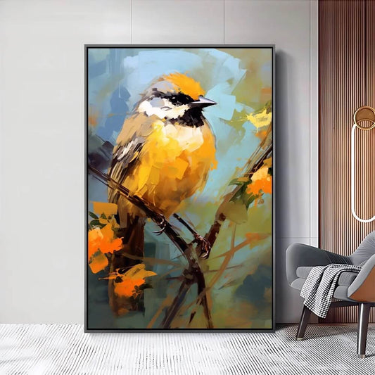 Watercolor Sparrow Canvas Print Abstract Hand Painted Wall Art Animal Poster For Modern Living Room Home Décor