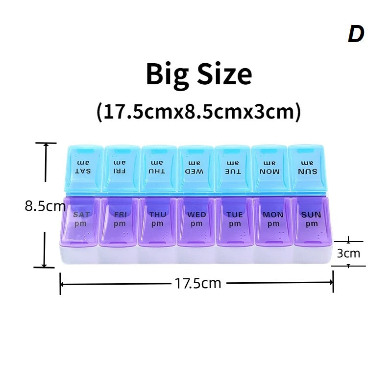 Weekly Portable Pill Case 7 Days Pill Container Daily Medication Organizer