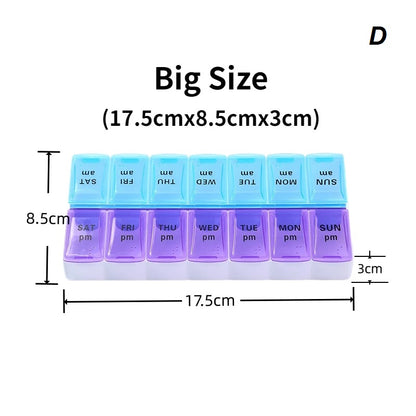 Weekly Portable Pill Case 7 Days Pill Container Daily Medication Organizer