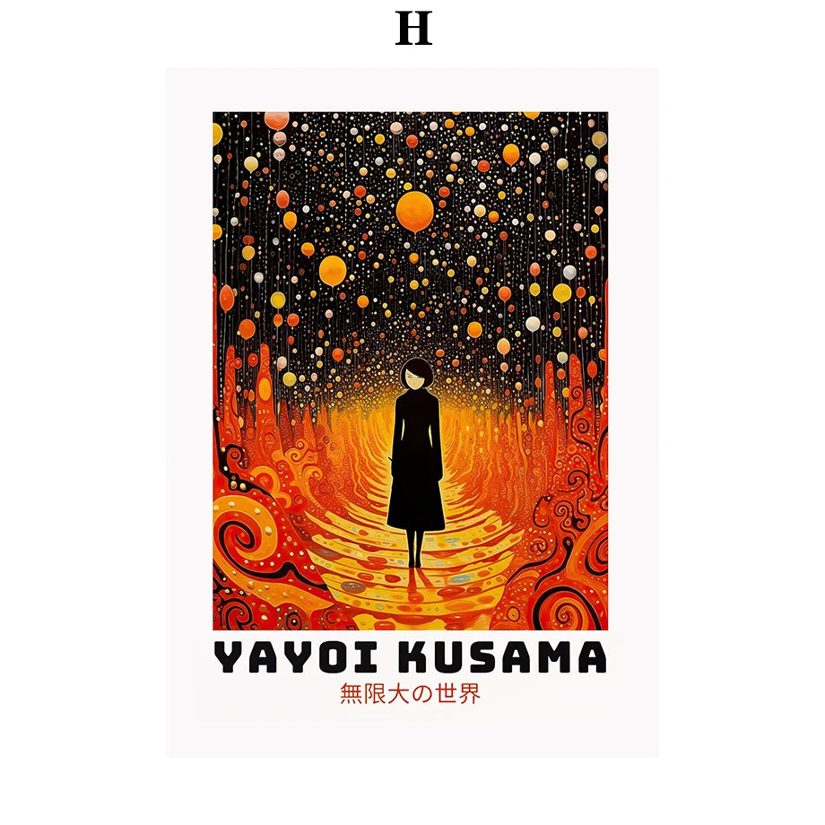 Whimsical Woodland Mushrooms Trees Floral Motifs Inspired by Yayoi Kusama Canvas Print Wall Art For Unique Wall Décor