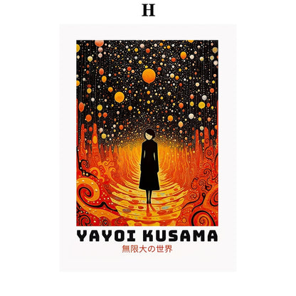 Whimsical Woodland Mushrooms Trees Floral Motifs Inspired by Yayoi Kusama Canvas Print Wall Art For Unique Wall Décor