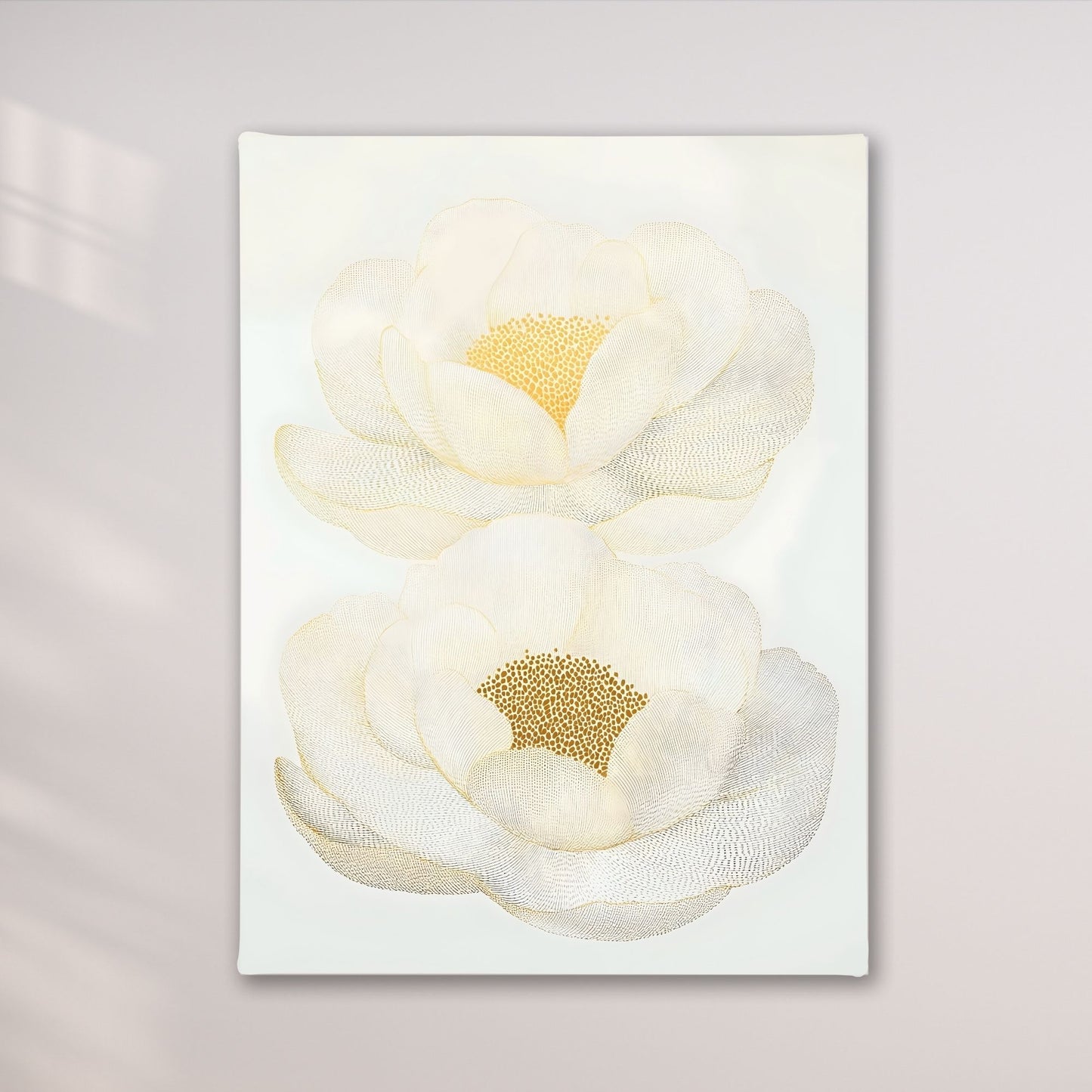 White Magnolia Floral Framed Wall Art Canvas Print – Elegant Neutral Botanical Artwork