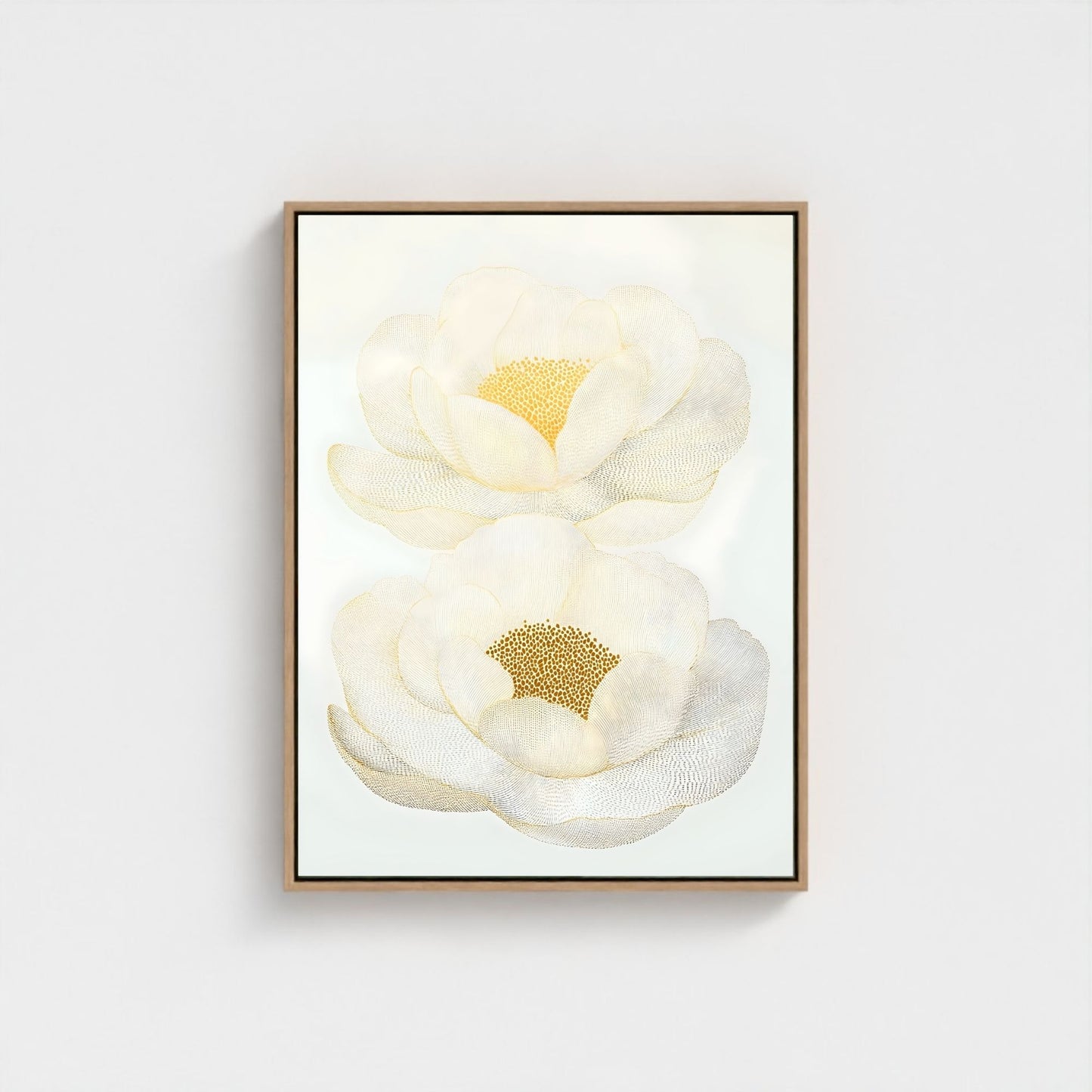 White Magnolia Floral Framed Wall Art Canvas Print – Elegant Neutral Botanical Artwork