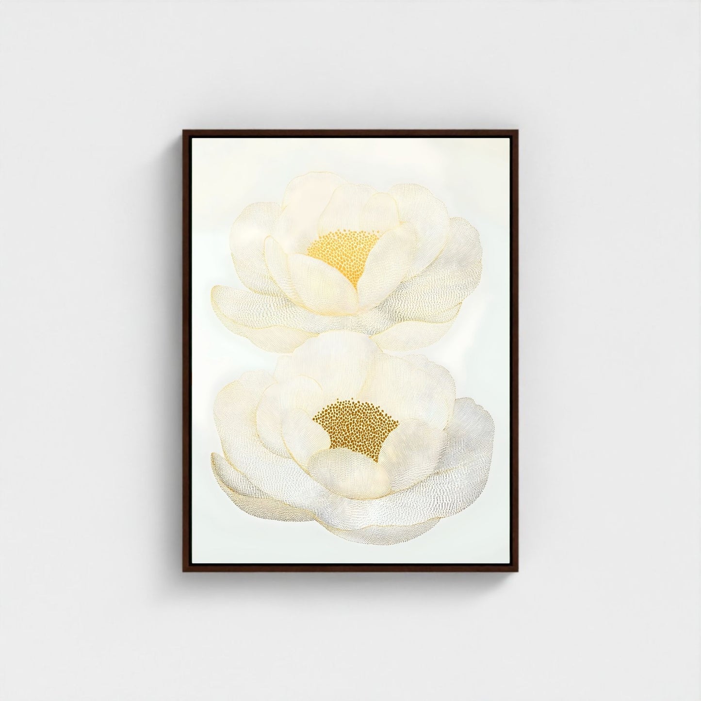 White Magnolia Floral Framed Wall Art Canvas Print – Elegant Neutral Botanical Artwork