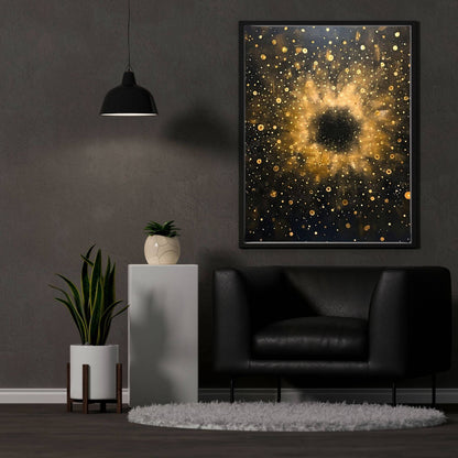 William Morris Abstract Galaxy Framed Wall Art Canvas Print - Vintage Cosmic Gold Space Artwork