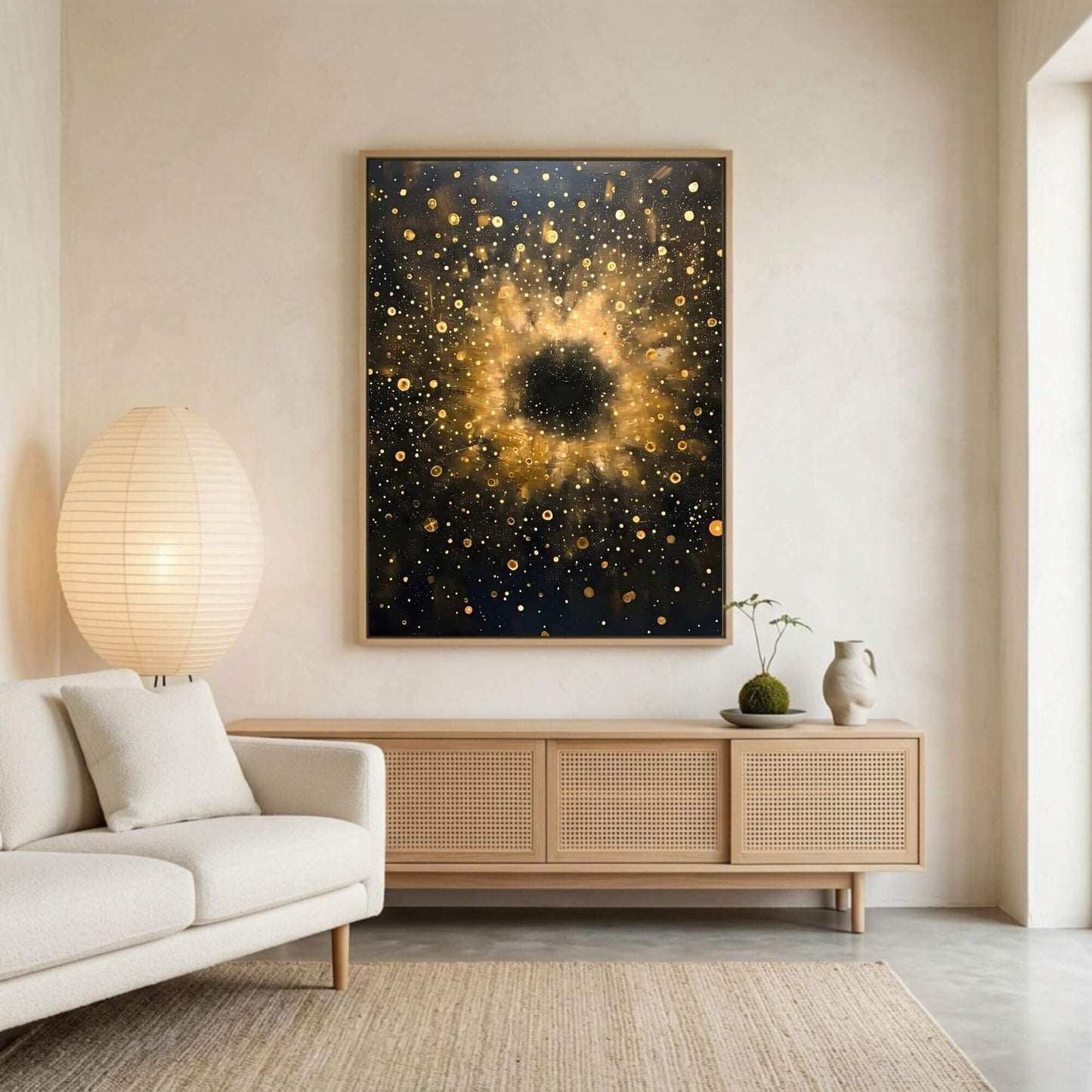 William Morris Abstract Galaxy Framed Wall Art Canvas Print - Vintage Cosmic Gold Space Artwork