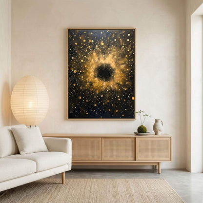 William Morris Abstract Galaxy Framed Wall Art Canvas Print - Vintage Cosmic Gold Space Artwork