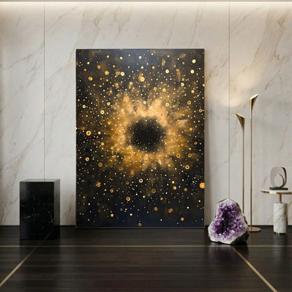 William Morris Abstract Galaxy Framed Wall Art Canvas Print - Vintage Cosmic Gold Space Artwork