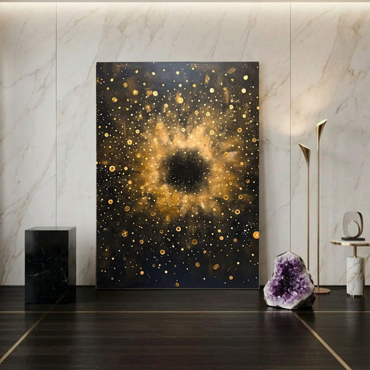 William Morris Abstract Galaxy Framed Wall Art Canvas Print - Vintage Cosmic Gold Space Artwork