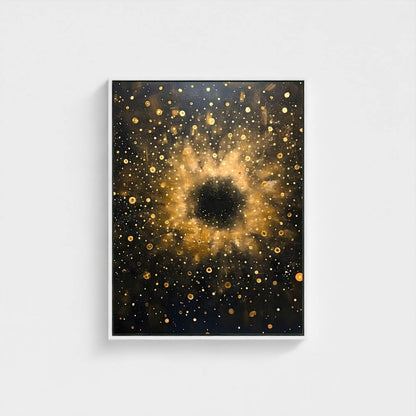 William Morris Abstract Galaxy Framed Wall Art Canvas Print - Vintage Cosmic Gold Space Artwork