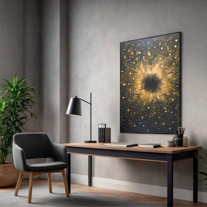 William Morris Abstract Galaxy Framed Wall Art Canvas Print - Vintage Cosmic Gold Space Artwork