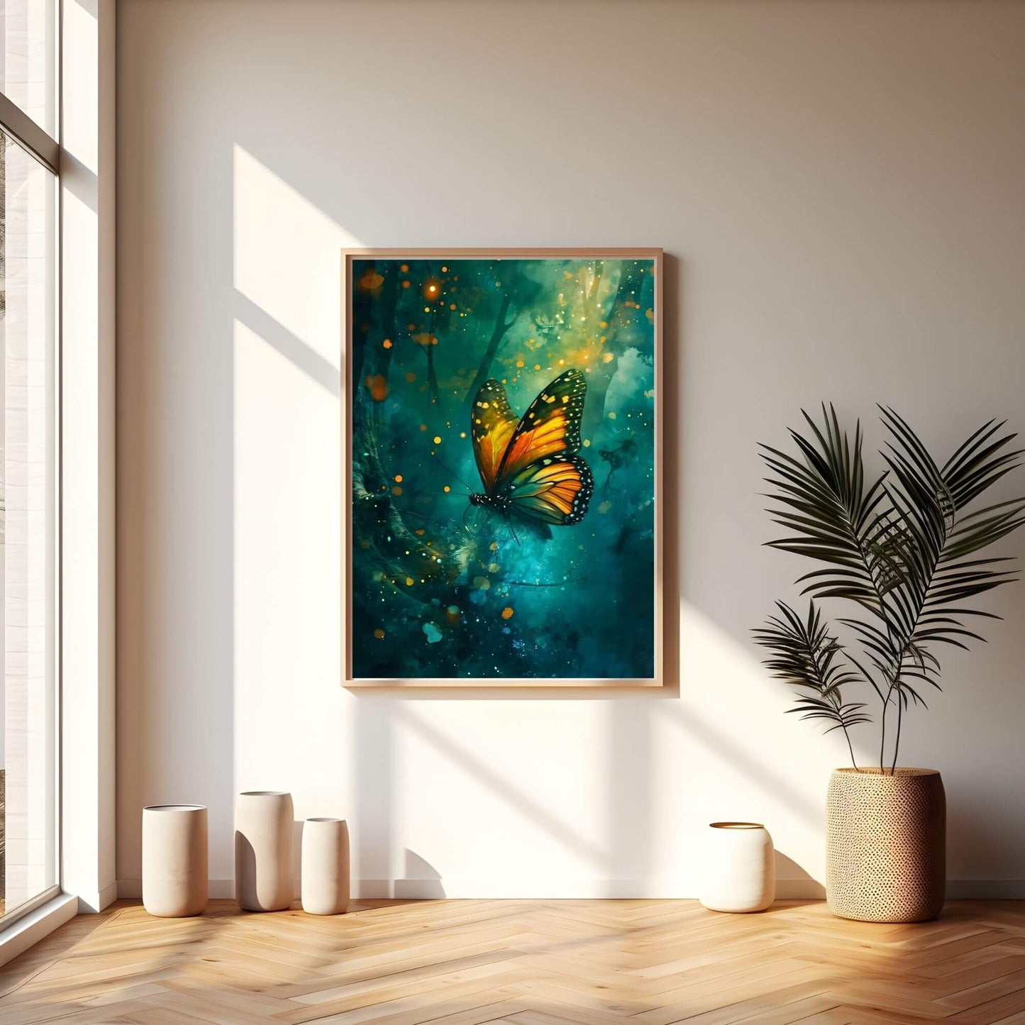 William Morris Butterfly Framed Wall Art Canvas Print - Vintage Nature Insect Artwork