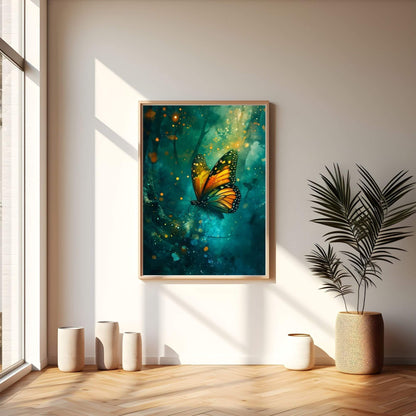 William Morris Butterfly Framed Wall Art Canvas Print - Vintage Nature Insect Artwork
