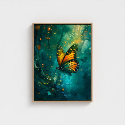William Morris Butterfly Framed Wall Art Canvas Print - Vintage Nature Insect Artwork