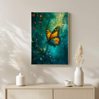 William Morris Butterfly Framed Wall Art Canvas Print - Vintage Nature Insect Artwork