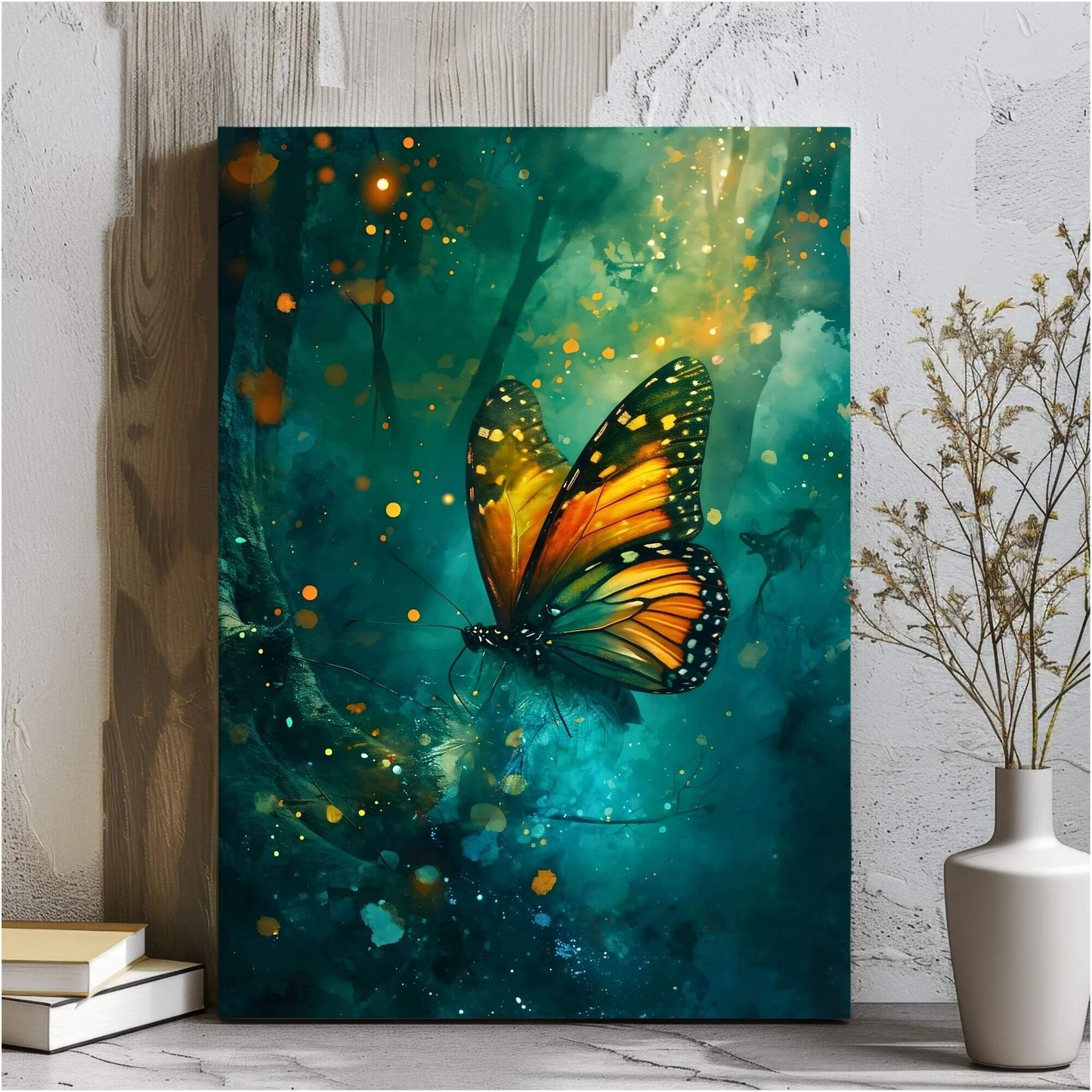 William Morris Butterfly Framed Wall Art Canvas Print - Vintage Nature Insect Artwork