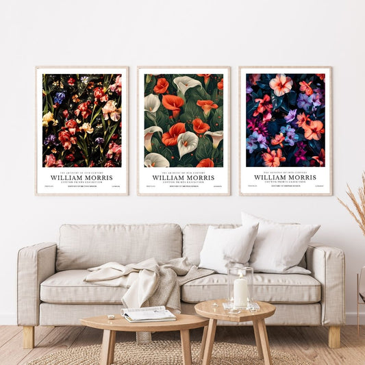 William Morris Calla Lily Lotus Iris Vintage Floral Wall Art Canvas Print Botanical Large Poster for Living Room Bedroom Decor