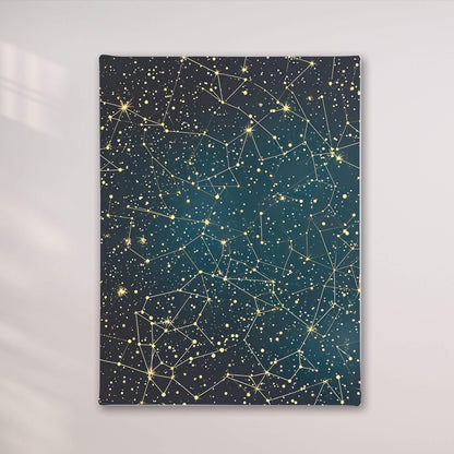 William Morris Constellation Star Map Framed Wall Art Canvas Print - Vintage Celestial Night Sky Artwork