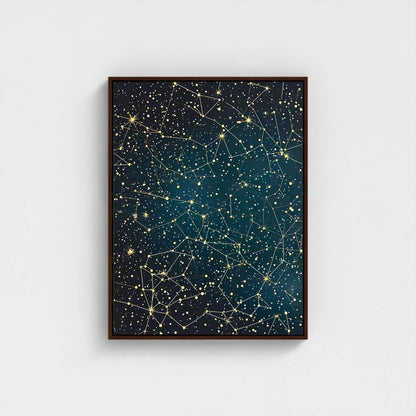 William Morris Constellation Star Map Framed Wall Art Canvas Print - Vintage Celestial Night Sky Artwork