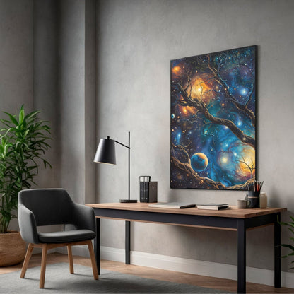 William Morris Cosmic Tree Galaxy Framed Wall Art Canvas Print