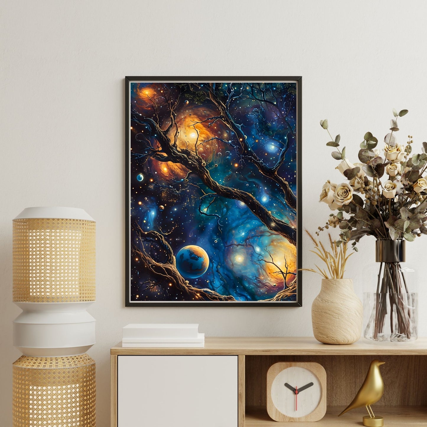 William Morris Cosmic Tree Galaxy Framed Wall Art Canvas Print
