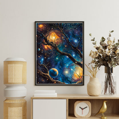William Morris Cosmic Tree Galaxy Framed Wall Art Canvas Print