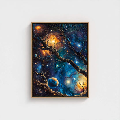 William Morris Cosmic Tree Galaxy Framed Wall Art Canvas Print