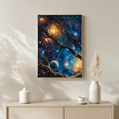 William Morris Cosmic Tree Galaxy Framed Wall Art Canvas Print