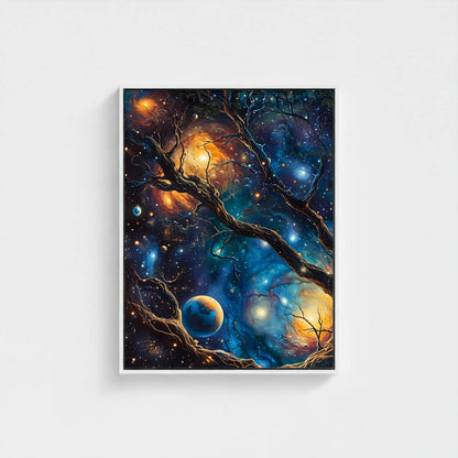 William Morris Cosmic Tree Galaxy Framed Wall Art Canvas Print