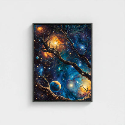 William Morris Cosmic Tree Galaxy Framed Wall Art Canvas Print