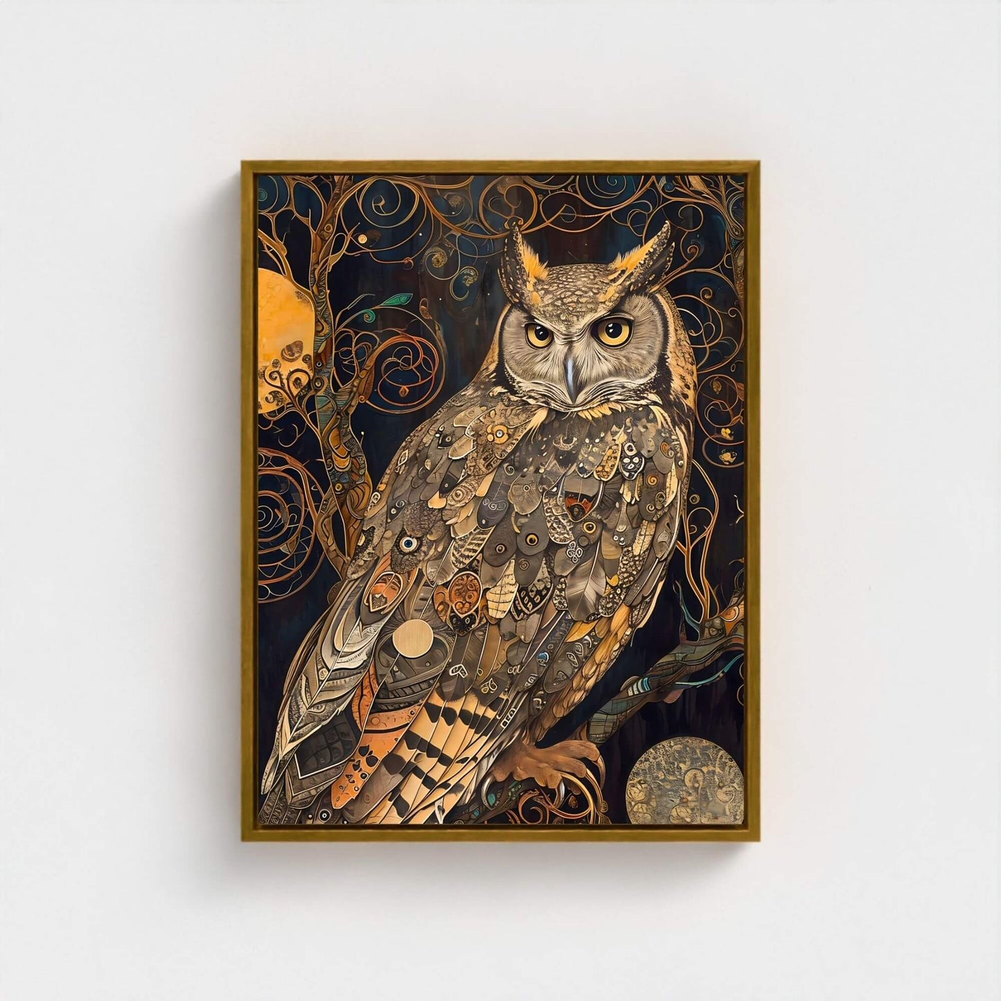 William Morris Owl Framed Wall Art Canvas Print - Wildlife Bird Artwork for Living Room