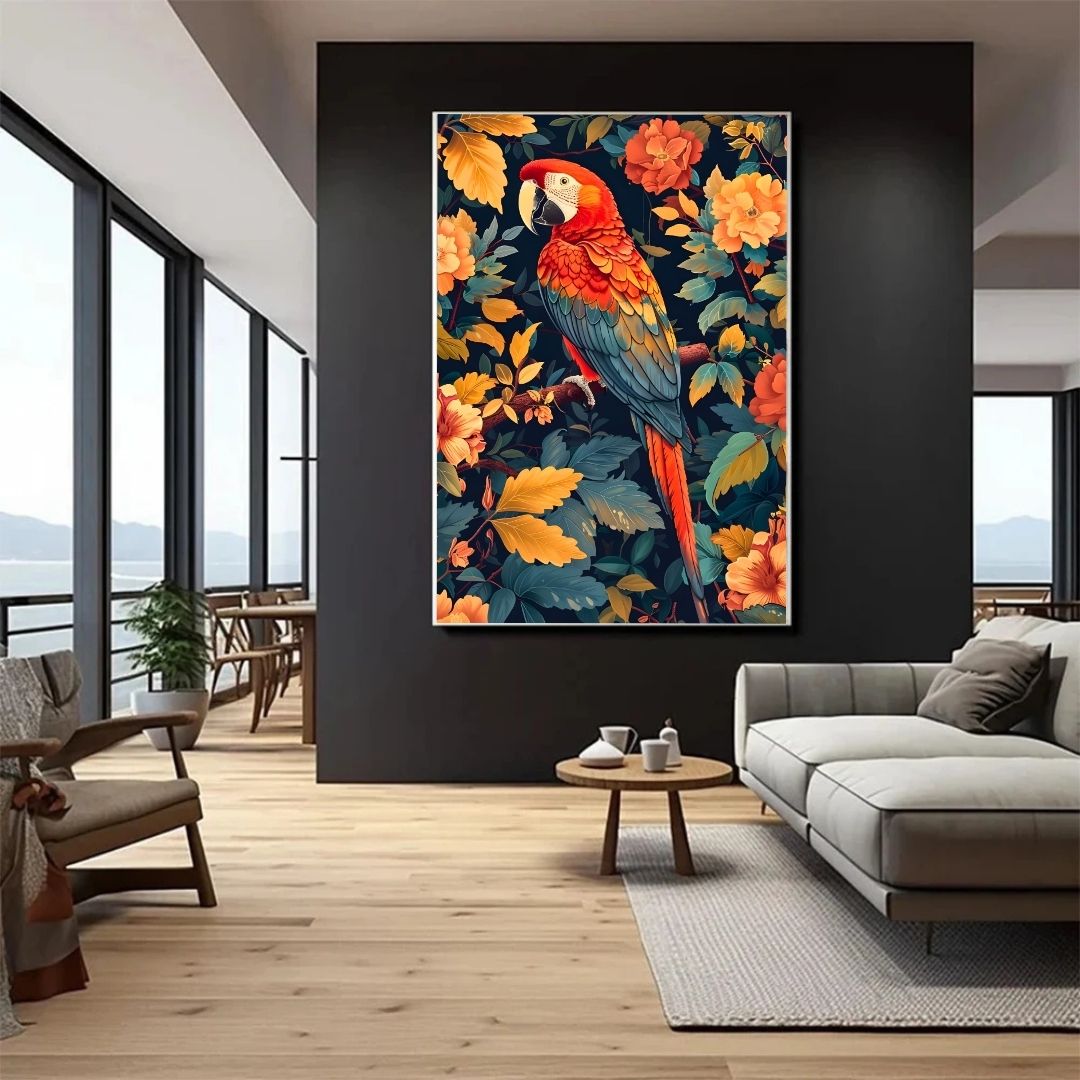 William Morris Parrots Exotic Bird Flowers Wall Art Canvas Print Vintage Botanical Poster For Home Office Wall Decor