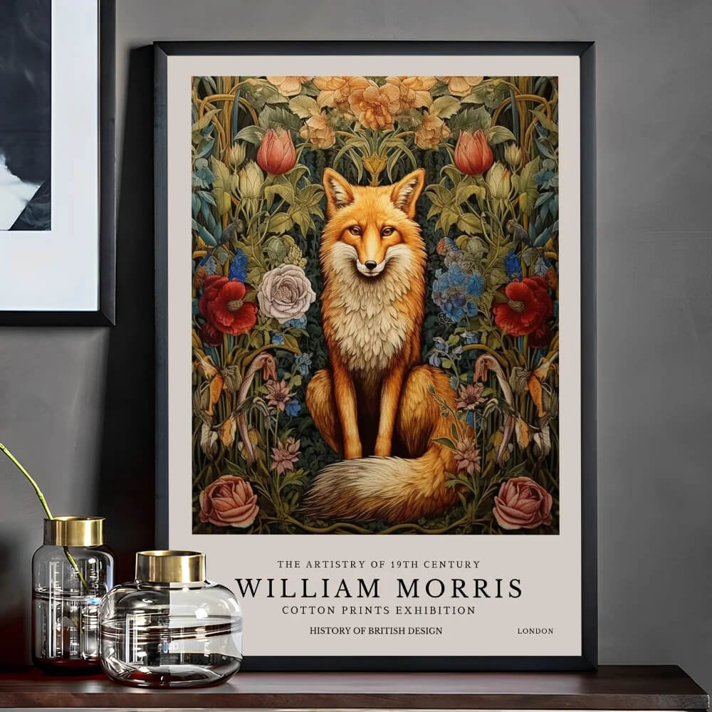 William Morris Wall Art Exhibition Peacock Fox Bumblebee Moon And Stars Pink Peonies Wall Art Canvas Prints For Serene Living Room Bedroom Décor