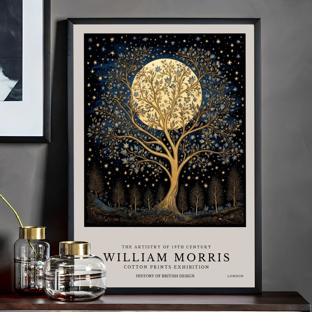 William Morris Wall Art Exhibition Peacock Fox Bumblebee Moon And Stars Pink Peonies Wall Art Canvas Prints For Serene Living Room Bedroom Décor