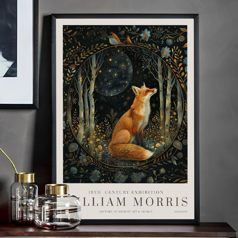 William Morris Wall Art Exhibition Peacock Fox Bumblebee Moon And Stars Pink Peonies Wall Art Canvas Prints For Serene Living Room Bedroom Décor