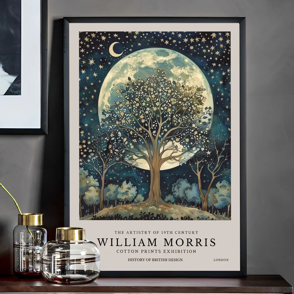 William Morris Wall Art Exhibition Peacock Fox Bumblebee Moon And Stars Pink Peonies Wall Art Canvas Prints For Serene Living Room Bedroom Décor