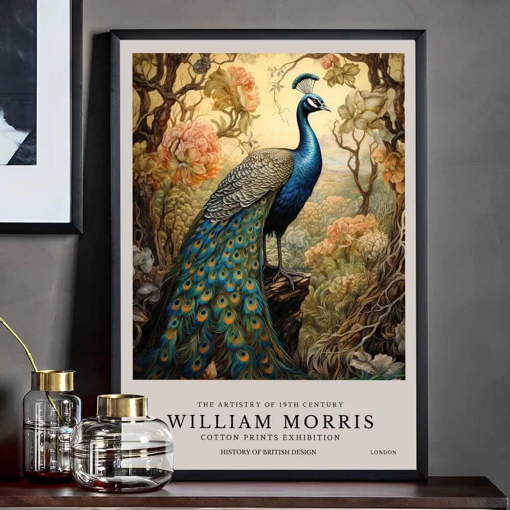 William Morris Wall Art Exhibition Peacock Fox Bumblebee Moon And Stars Pink Peonies Wall Art Canvas Prints For Serene Living Room Bedroom Décor