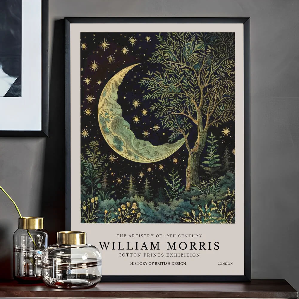 William Morris Wall Art Exhibition Peacock Fox Bumblebee Moon And Stars Pink Peonies Wall Art Canvas Prints For Serene Living Room Bedroom Décor