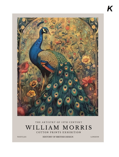William Morris Wall Art Retro Museum Exhibition Poster Fish Dragon Fox Deer Butterflies Peacock Canvas Prints Fine Art For Living Room Décor
