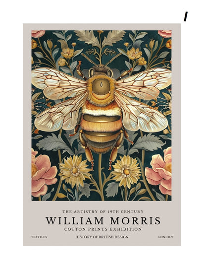 William Morris Wall Art Retro Museum Exhibition Poster Fish Dragon Fox Deer Butterflies Peacock Canvas Prints Fine Art For Living Room Décor