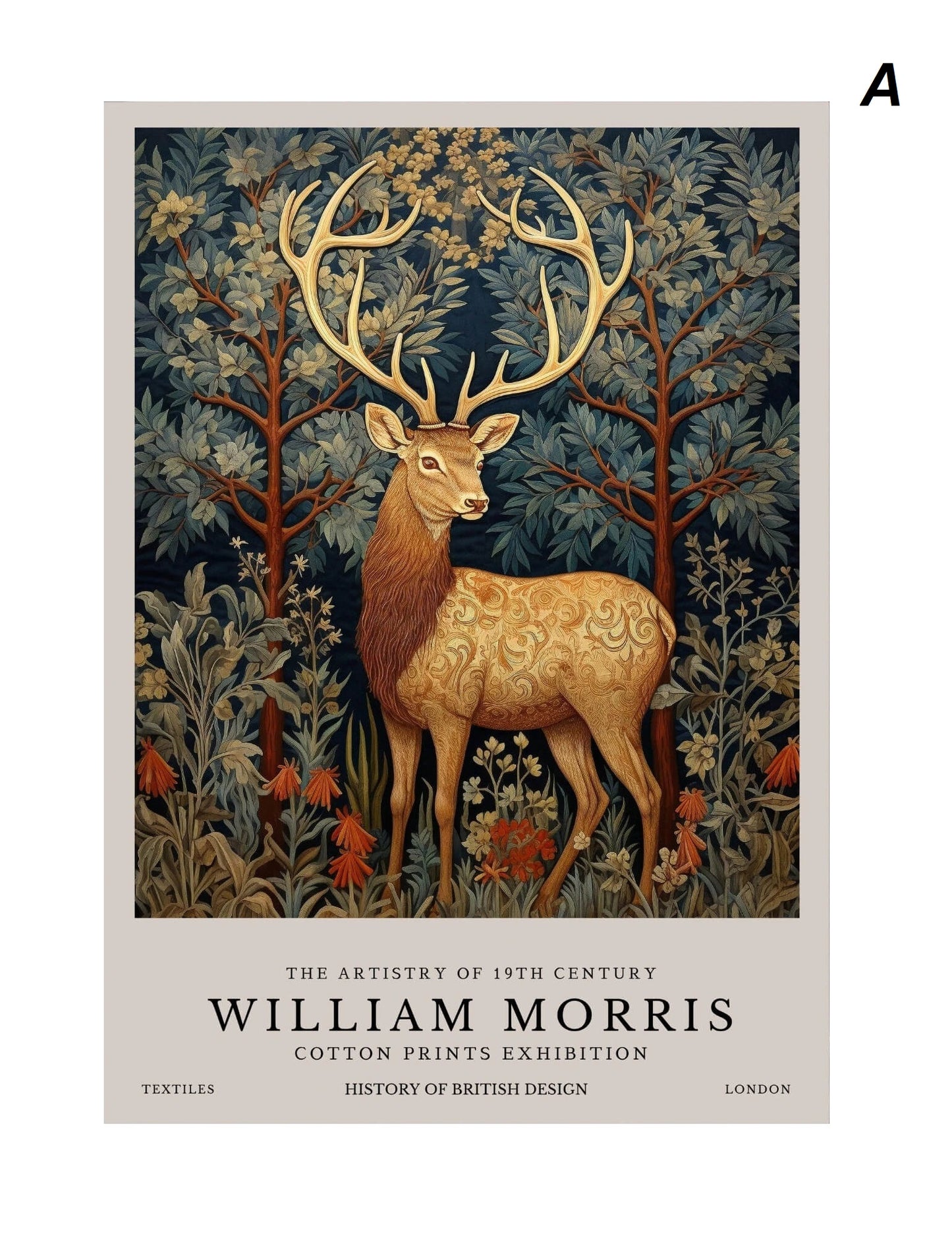William Morris Wall Art Retro Museum Exhibition Poster Fish Dragon Fox Deer Butterflies Peacock Canvas Prints Fine Art For Living Room Décor