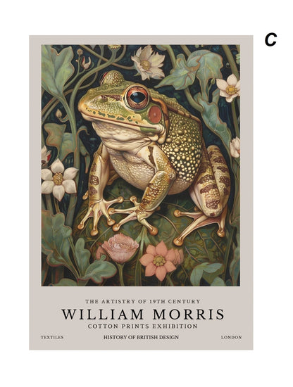 William Morris Wall Art Retro Museum Exhibition Poster Fish Dragon Fox Deer Butterflies Peacock Canvas Prints Fine Art For Living Room Décor