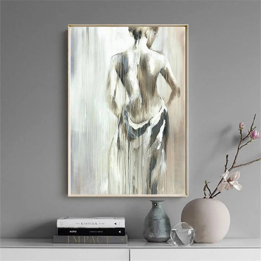 Woman Back Drawing Canvas Print Nordic Wall Art Monochrome Picture For Modern Bedroom Living Room Home Décor