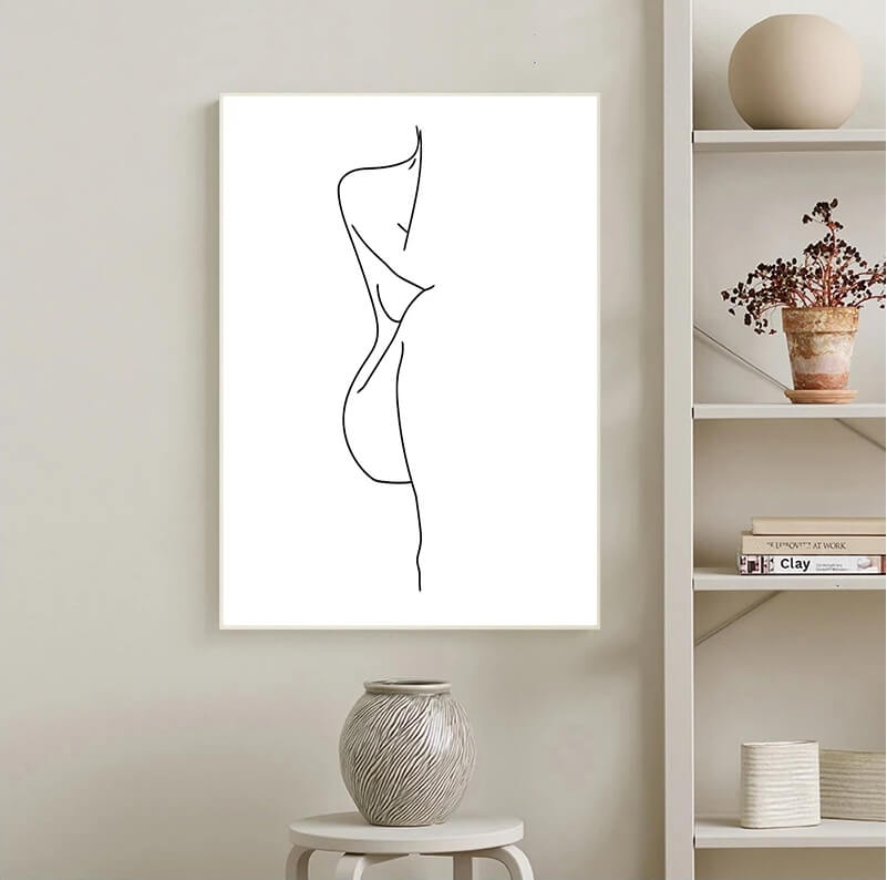 Woman Silhouette Wall Art Minimalist Black White Line Art Woman Figure Fine Art Nordic Picture For Living Room Home Décor