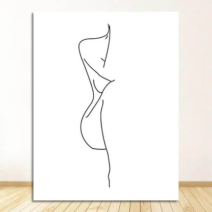 Woman Silhouette Wall Art Minimalist Black White Line Art Woman Figure Fine Art Nordic Picture For Living Room Home Décor