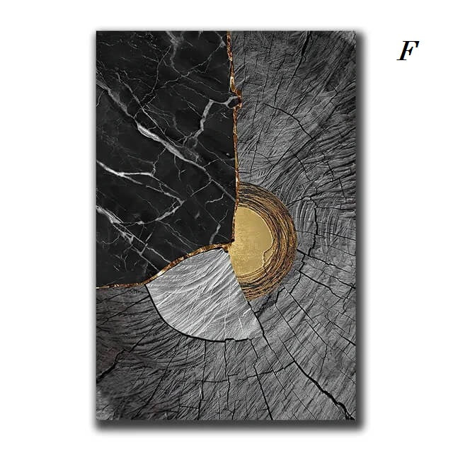 Wood Texture Marble Abstract Golden Canvas Prints Wall Art Luxury Posters For Modern Loft Living Room Home Décor